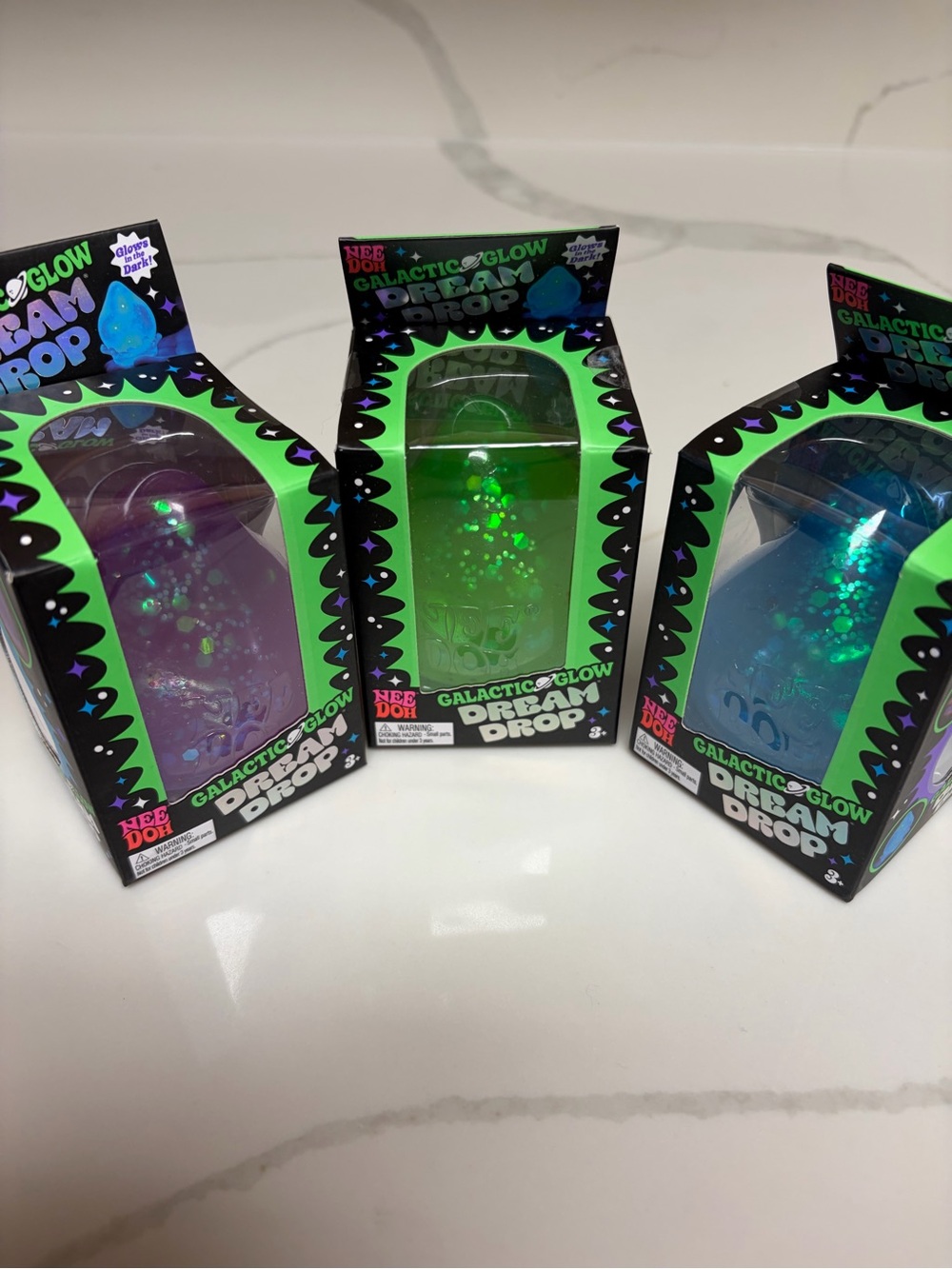 NeeDoh Galactic Glow Dream Drop 3 - Purple, Green, Blue